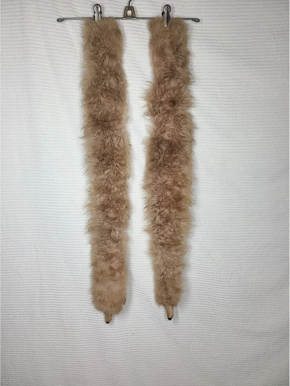 Vtg 40s Sable Mink Fur Sew On Collar Fluffy Taupe Tan Two Whole Pelts Genuine